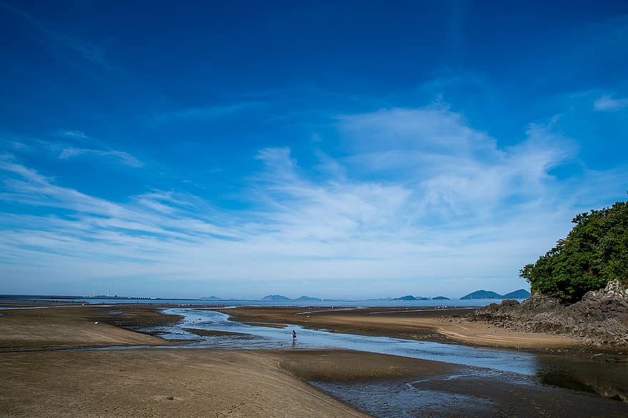 okres Buan, pláž, Jižní Korea, Příroda, krajina