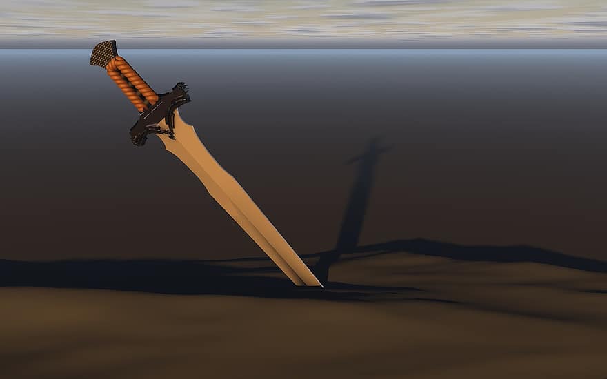 Sword, Sand, Weapon, Blade, Background, Iron, Cut Weapon, Fight, Dangerous, Stabbing Weapon, Historically