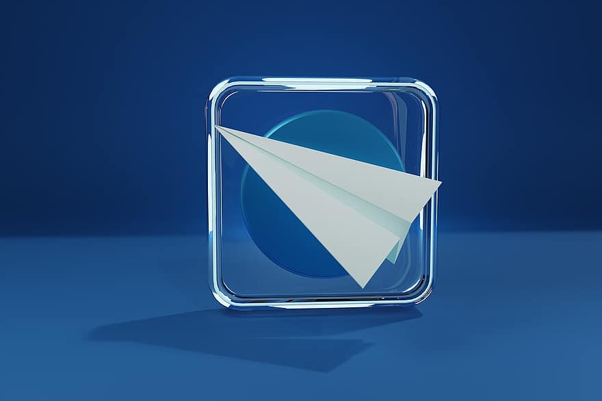 telegram, babbelen, toepassing, 3D-rendering, icoon, logo