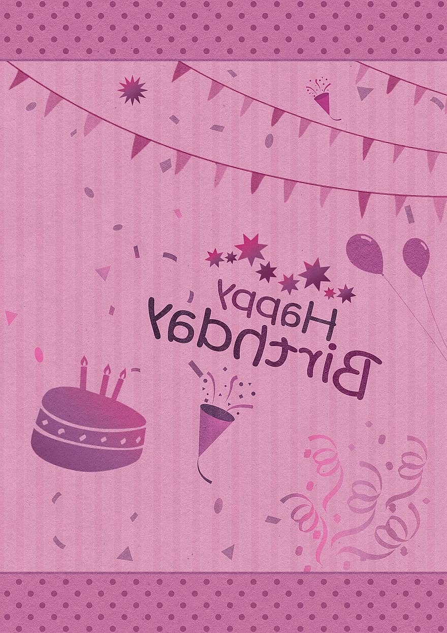 Greeting, Birthday, Map, Greeting Card, Ballons, Cake, The Framework Of Streamers, Garland, Cheerful, Birthday Card, Symbols