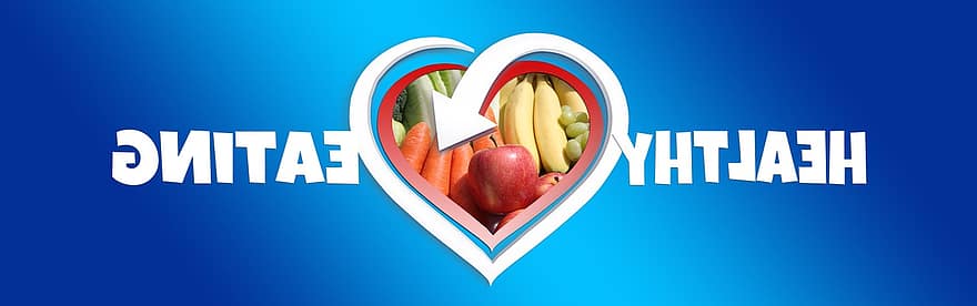 banner, header, sundhed, ernæring, foder, spise, sund og rask, hjerte, frugt, grøntsager, banan