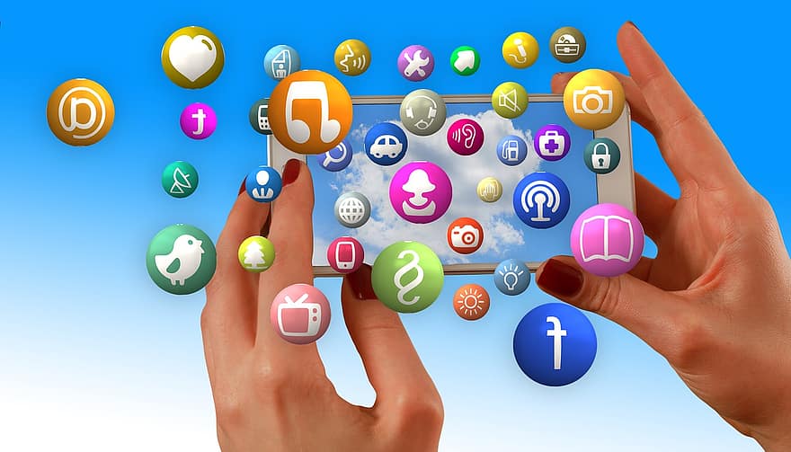 rankas, išmanusis telefonas, socialinės žiniasklaidos, socialiniai tinklai, žiniasklaida, sistema, žiniatinklyje, žinios, tinklą, ryšį, prijungtas