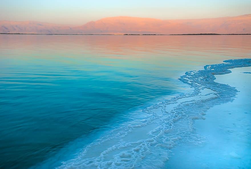 Мертвое море, 2021, заход солнца, Израиль, марина, небо, море, горизонт, взморье, поваренная соль, летом