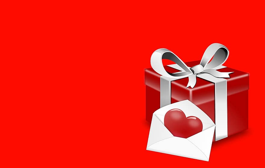 gift, Berichtenkaart, liefde, Valentijn, hart-, doos, hou van jou, rood, ontwerp, kaart, symbool