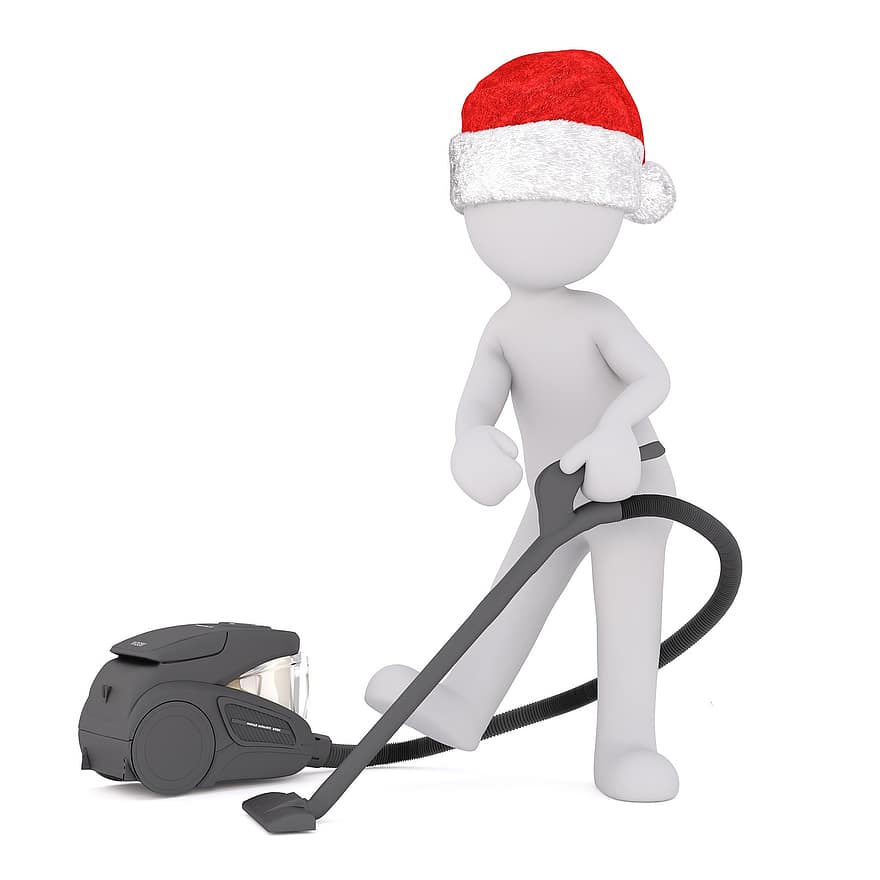 White Male, 3d Model, Full Body, 3d Santa Hat, Christmas, Santa Hat, 3d, White, Isolated, Vacuum Cleaner, Vacuum
