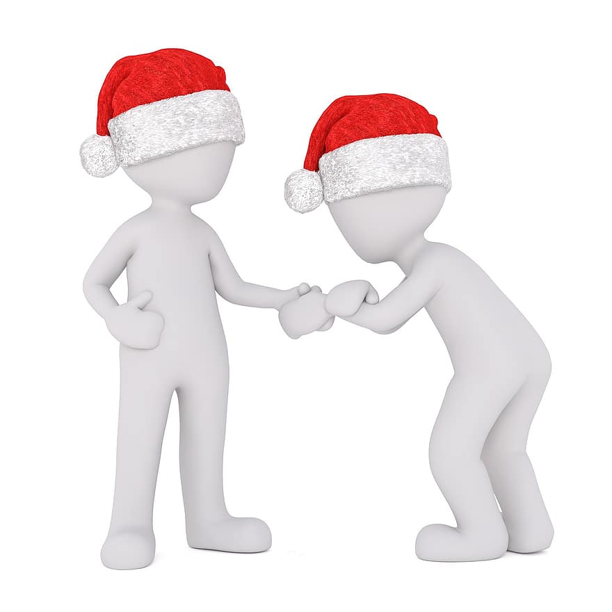 білий самець, білий, малюнок, ізольовані, Різдво, 3D модель, повне тіло, 3D Санта hat, бізнес, рукостискання, бити