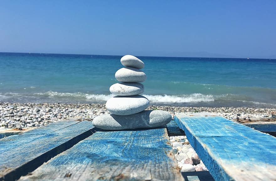 شاطئ بحر ، الحجارة ، ركام من حجارة ، البحر