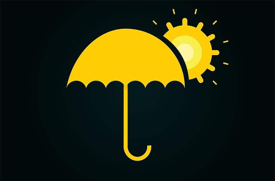 ήλιος, ομπρέλα, ηλιόλουστος, καιρός, καλοκαίρι, σκοτάδι