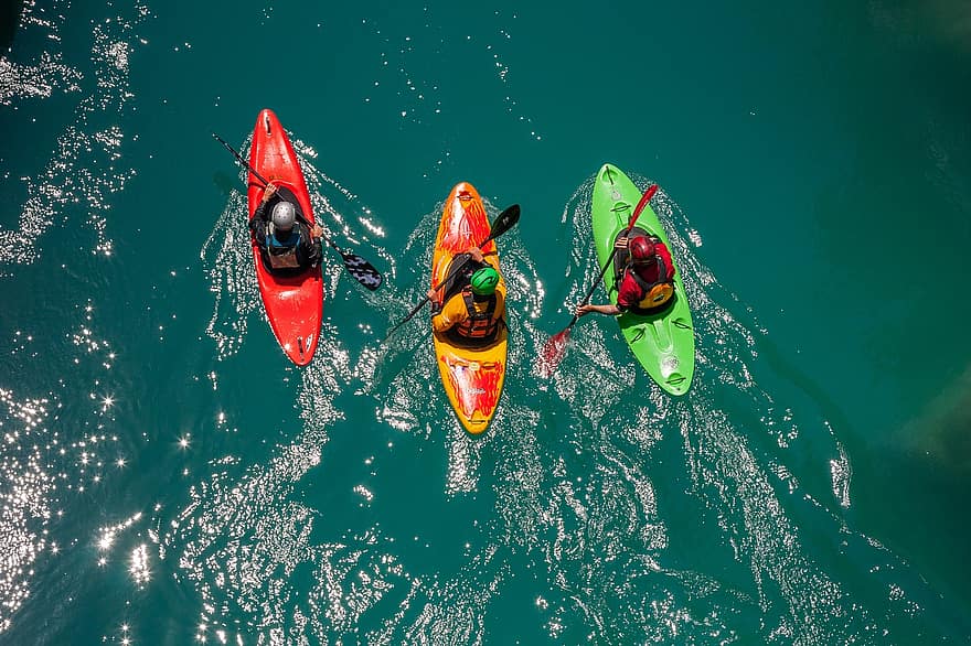 fiume, kayak, canoa, ruscello, canoe, sport acquatici, Attività ricreativa, pagaie, paddling, persone, gruppo
