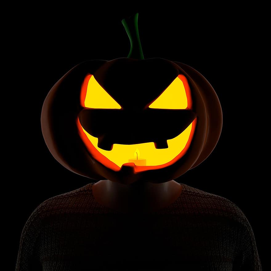 Halloween, citrouille, jack, tête, avatar, la personne, homme, profil, symbole, noir, Contexte