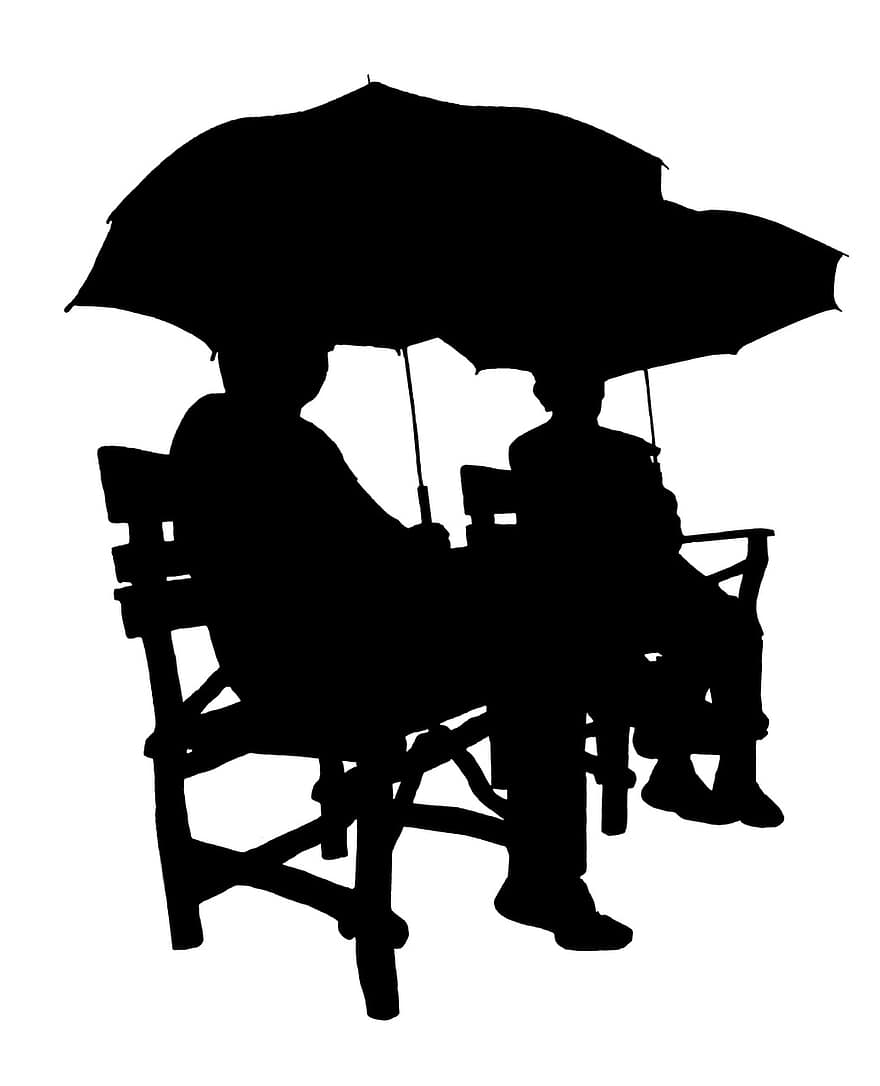 kontur, figur, sort og hvid, omrids, sidde, skærm, parasol, sort, silhuet, vente, underholdning