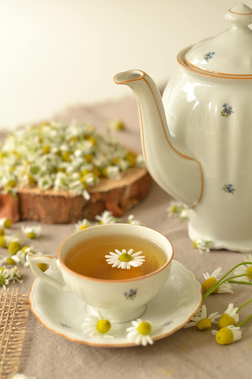 شاي ، أعشاب ، البابونج ، الصحة