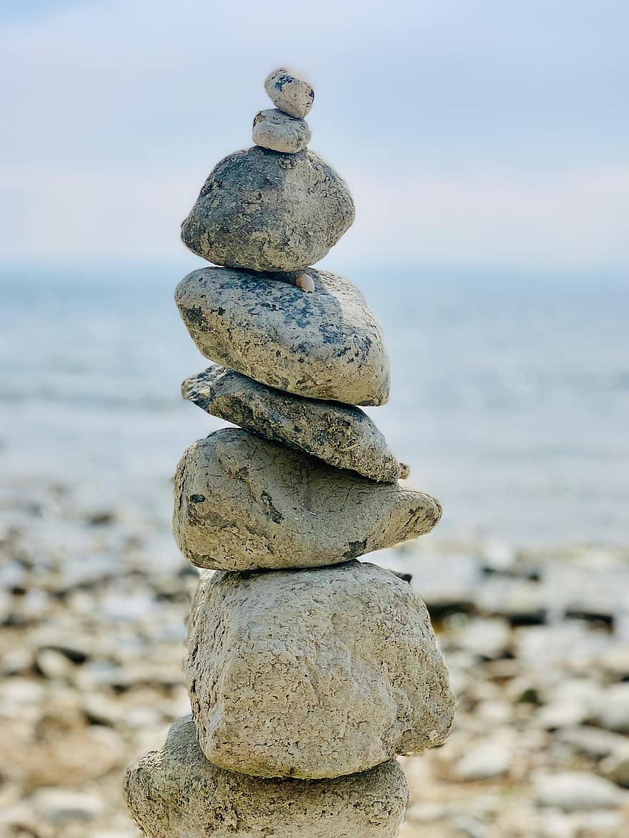 скелі, баланс, берег, на відкритому повітрі, озеро Констанц, каміння, камінь, стек, купи, галька, рок