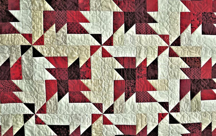 Preisgekrönter Quilt, Dreieck-Design, Stoff, rot, Weiß, Decke, Muster