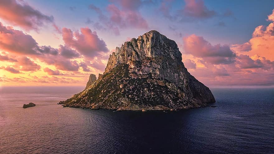 île, la nature, mer, crépuscule, en plein air, es vedra, Ibiza, Espagne, les Îles Baléares, le coucher du soleil, littoral