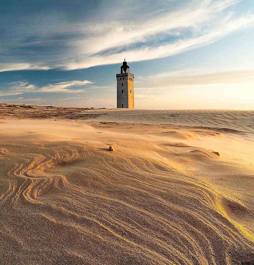 hiekka torni, Tanska, hiekka, aavikko, luonto, ulkona, rannikko, hiekkadyyni, maisema, auringonlasku, kuuluisa paikka
