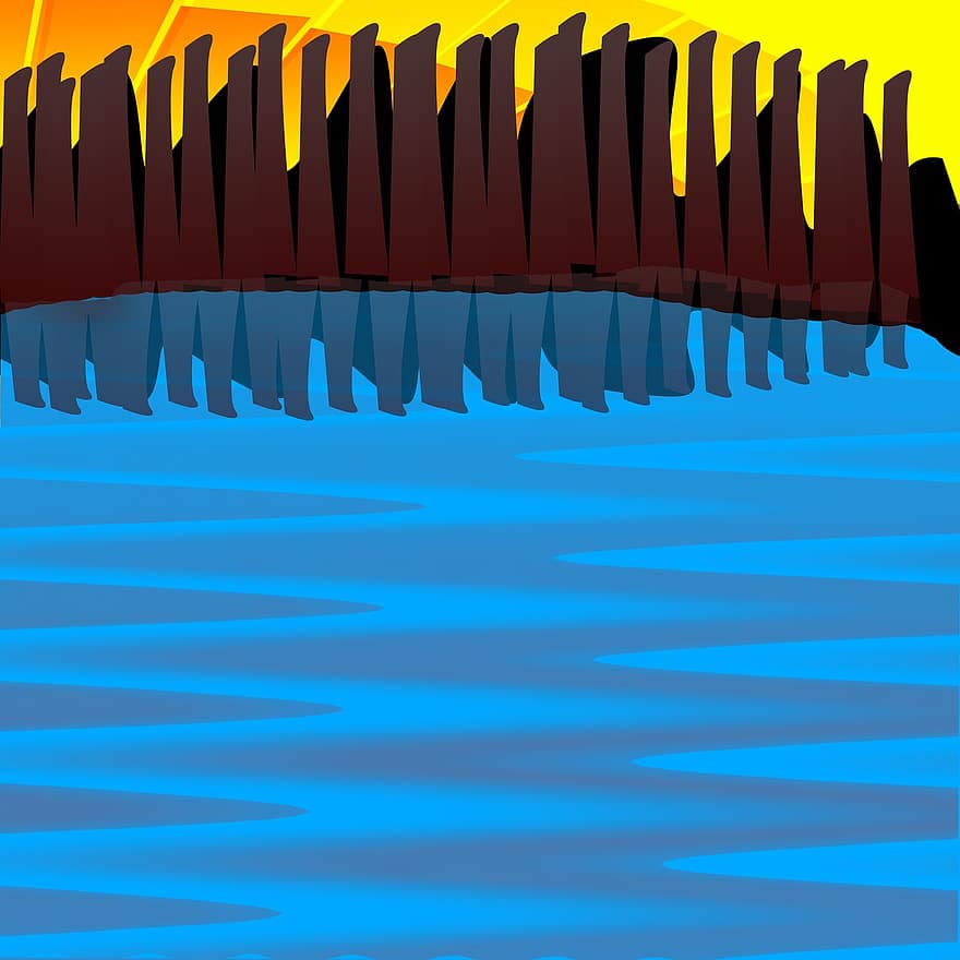 بحيرة ، ماء ، الرسوم المتحركة ثنائية الأبعاد