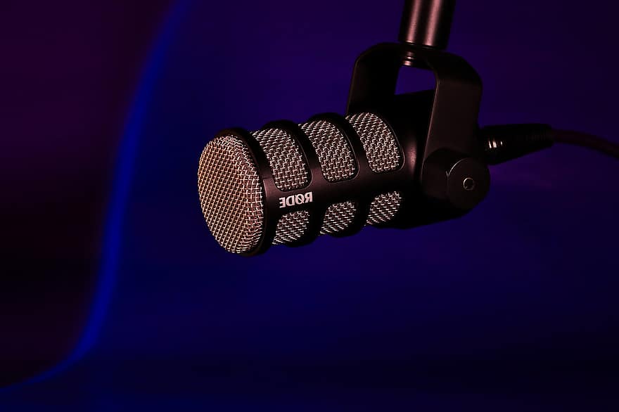 Microphone, Rode, Mic, Studio, Podcast, Audio, close-up, equipment, single object, technology, blue
