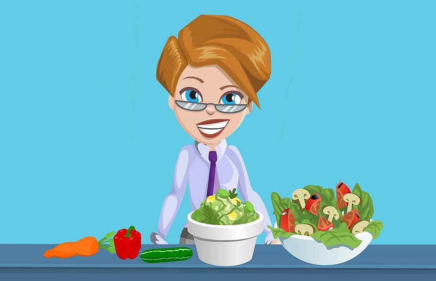 Salad, Vegetables, Woman, Food, Health, Eat, Healthy, Eating, Nutrition, Diet, Lunch