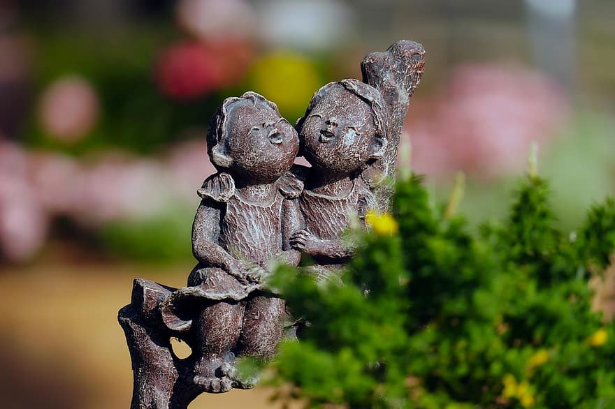 скульптура, садовий орнамент, садова скульптура, Республіка Корея, маленький, впритул, зелений колір, іграшка, кохання, милий, ліс