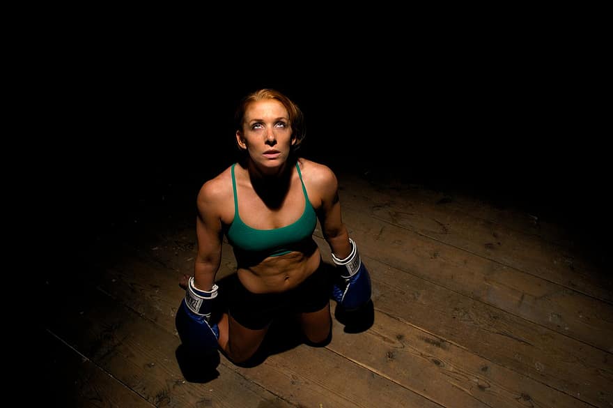 жена, фитнес, кутия, ръкавици, бокс, обучение, атлетичен, сила, женски пол, вдъхновение