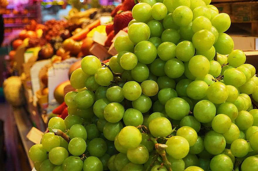 vynuogės, vaisiai, sveikas, rinkos salė, turgus, šviežias, vitaminų, vynas, patrauklus, Vynuogė, šviežumas