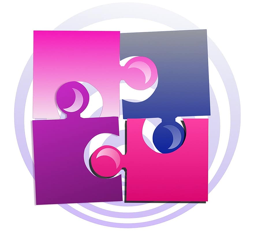 Jigsaw Puzzle, Puzzle, Pieces, Pink, Purple, Game, Jigsaw, Challenge, Business, Group, Strategy