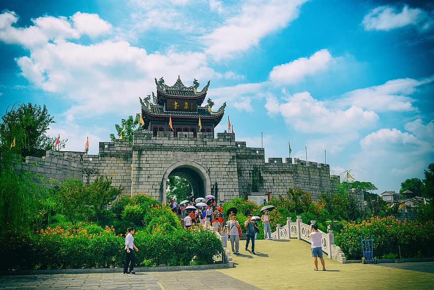пътуване, замък, древен, туризъм, архитектура, известното място, култури, история, турист, китайска култура, туристически дестинации