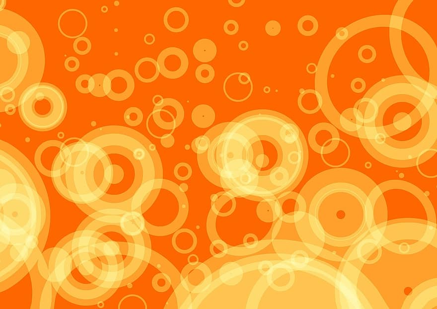 Abstract, Background, Design, Abstract Background, Background Design, Orange, Circles, Shapes, Retro, Round, Orange Background