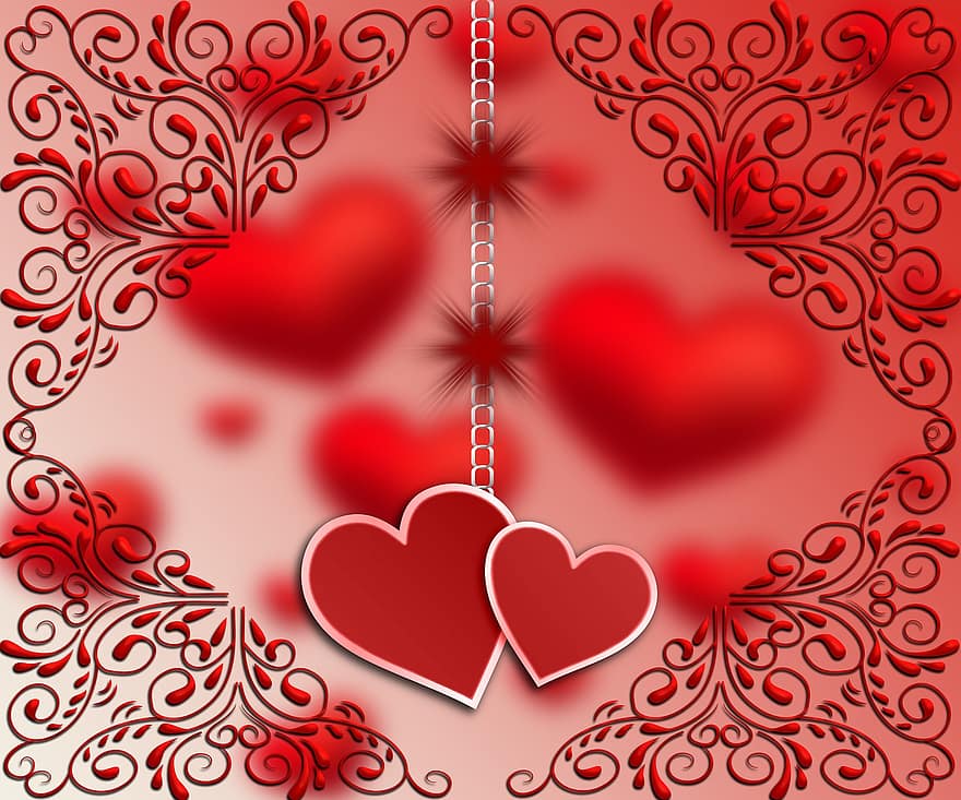 قلوب ، قلوب حمراء ، الملمس ، خلفية ، قلب ، رومانسي ، حب