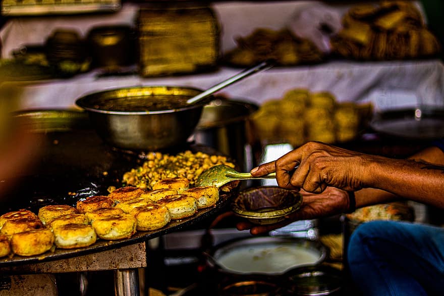 ēdiena gatavošana, Indijas virtuve, ielu pārtika, Indija