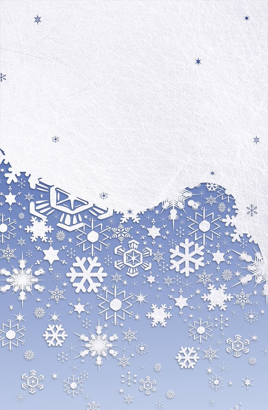 Kalėdos, kortelę, balta, mėlyna, vaizdą, sniegas, snaigės, apdaila, atvirukas