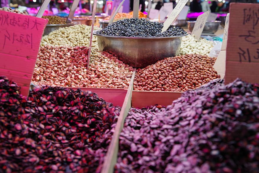 Market, China, Fresh, Vegetables, Nuts, Colorful, Roasted, food, variation, freshness, fruit