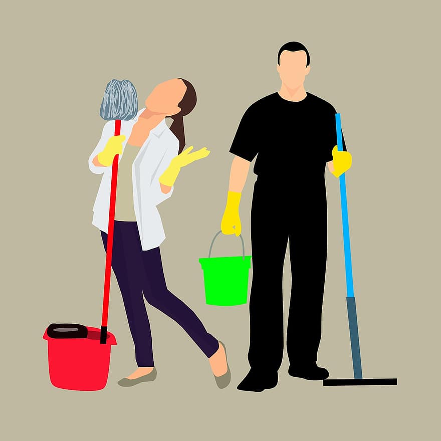 rengøring, service, renere, forretning, hus rengøring, udstyr, spand, indenlandske, forsyninger, arbejde, flaske