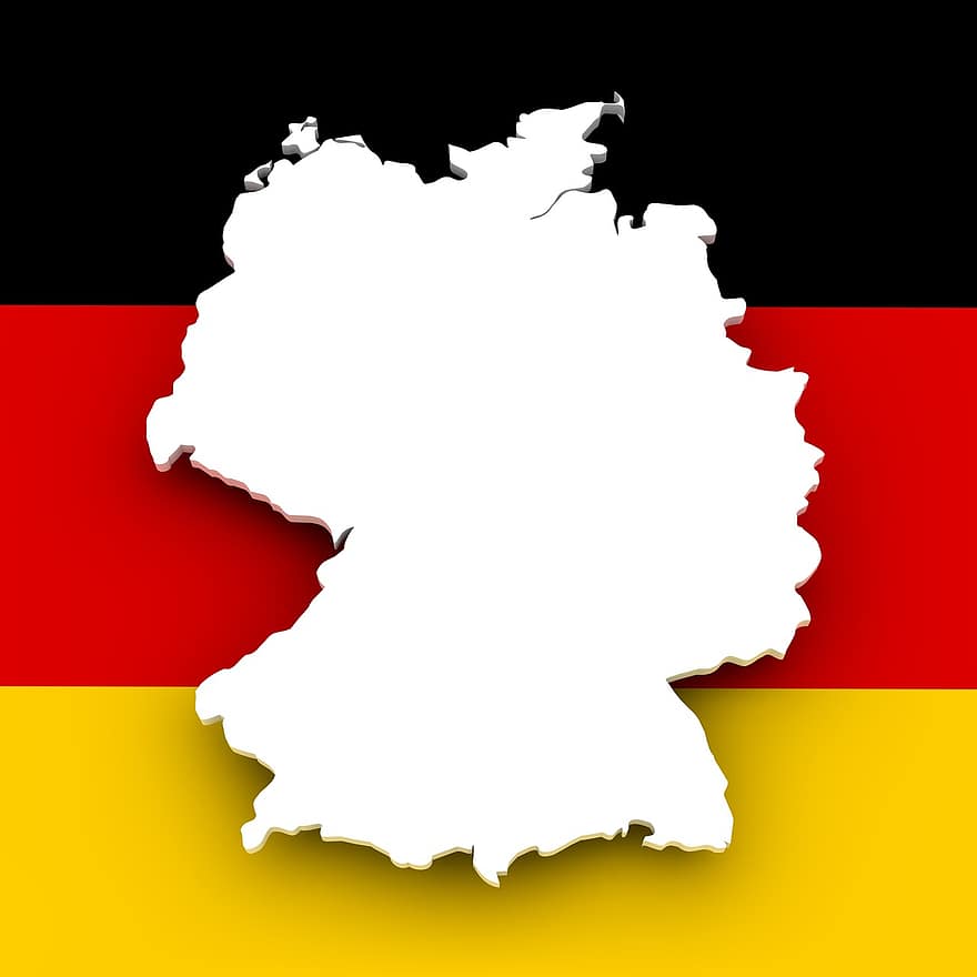 mapa, Alemanha, bandeira, fronteiras, país, estados da américa