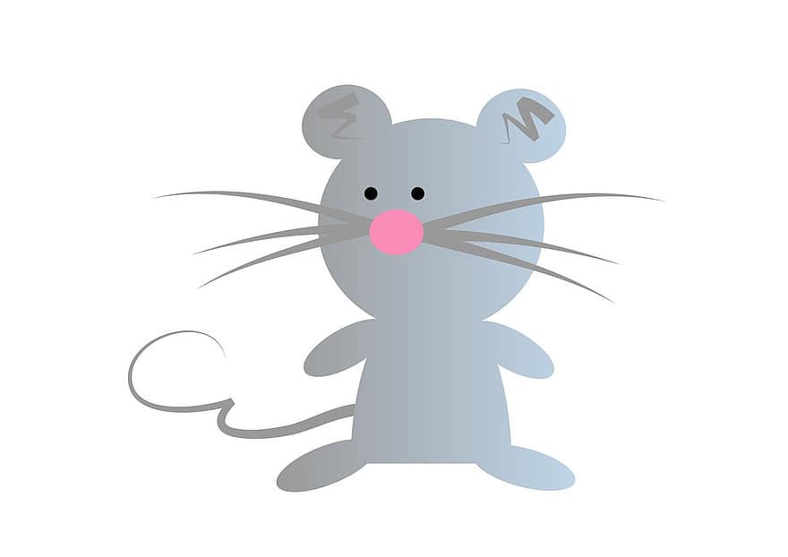 muis, dier, knaagdier, nager, natuur, zoogdier, muizen, grijs, spotprent, grappig, tekening