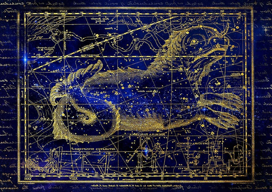 constel · lació, signe del zodíac, cel, cel estrellat, Alexander Jamieson, aniversari, targeta de felicitació, Star Atlas, horòscop, astrologia, zodiac