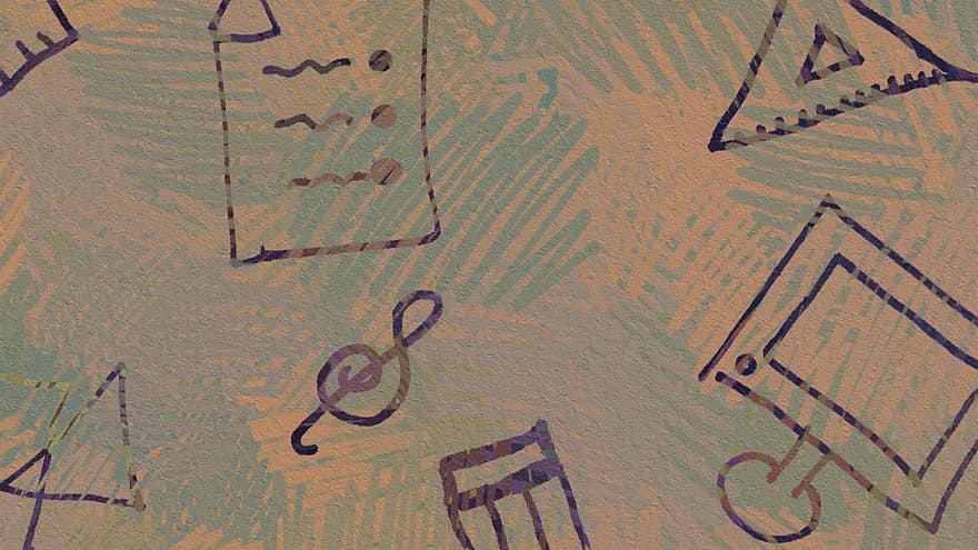 scarabocchio, disegnato a mano, Linea artistica, capriccioso, viola, computer, righello, triangolo, Foglio di scrittura, nota musicale, Chiave del sole