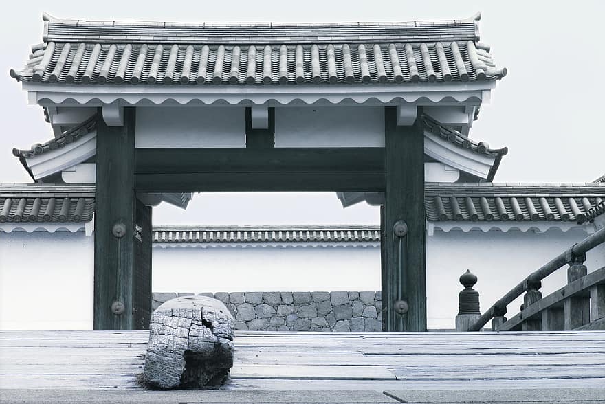 вход в замок, Япония, азиатка, исторический, ориентир, состав, архитектура, известное место, культуры, старый, религия
