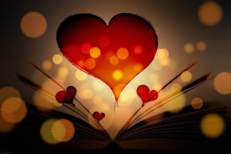 kalp, kitap, okumak, sayfalar, bilgi, Eğitim, Edebiyat, ders çalışma, öğrenme süreci, Aşk, kalp şekli