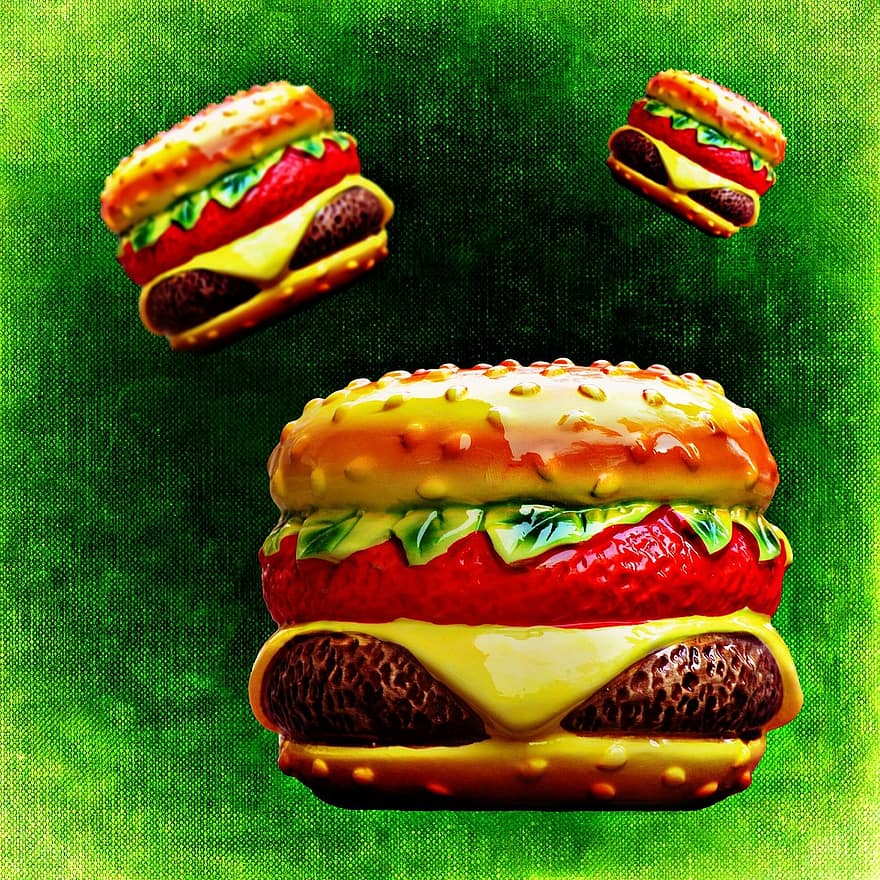 Hamburger, X-Burger, delicioso, cerâmica, engraçado, frágil, decoração, comer