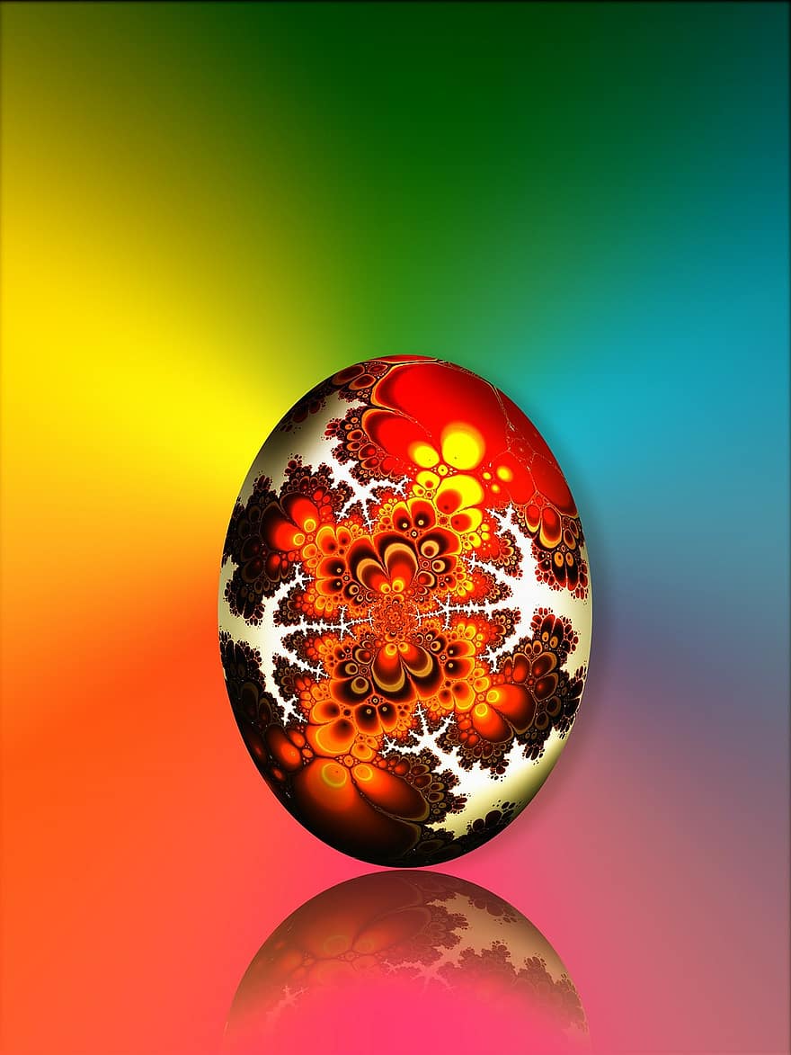 velikonoční, velikonoční vajíčko, vejce, velikonoční oslava, fraktální, vzor, ornament, barvitý, Velikonoční téma, malovat, malování