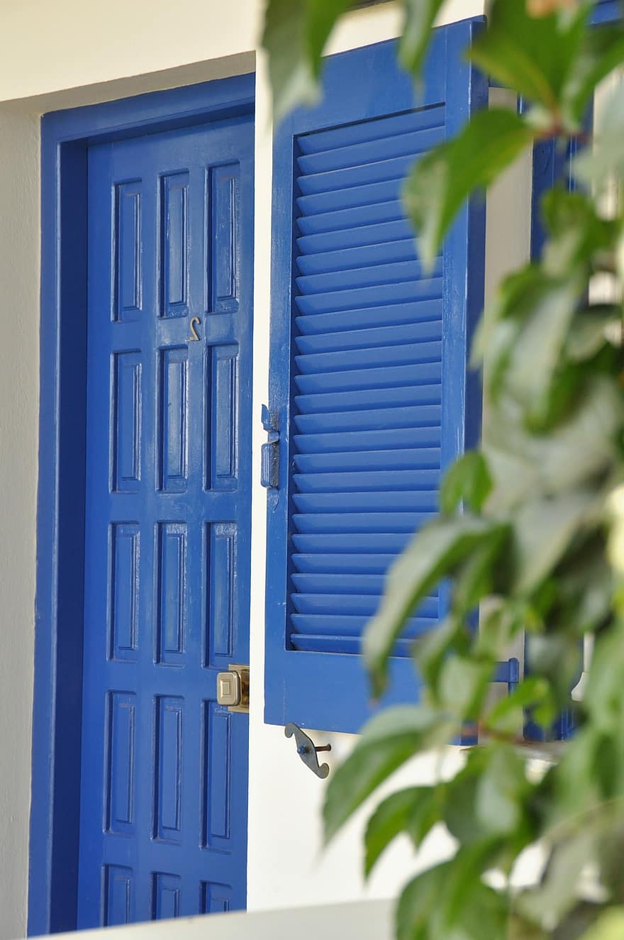 blå maling, blå dør, blåt vindue, dør, vindue, Liège, arkitektur, hus, døråbning