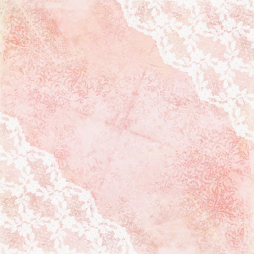 Shabby Chic digitalt papir, blonder, vintage tapet, lyserød, koral, blå blomster, victorian, regency, blomst, årgang, collage