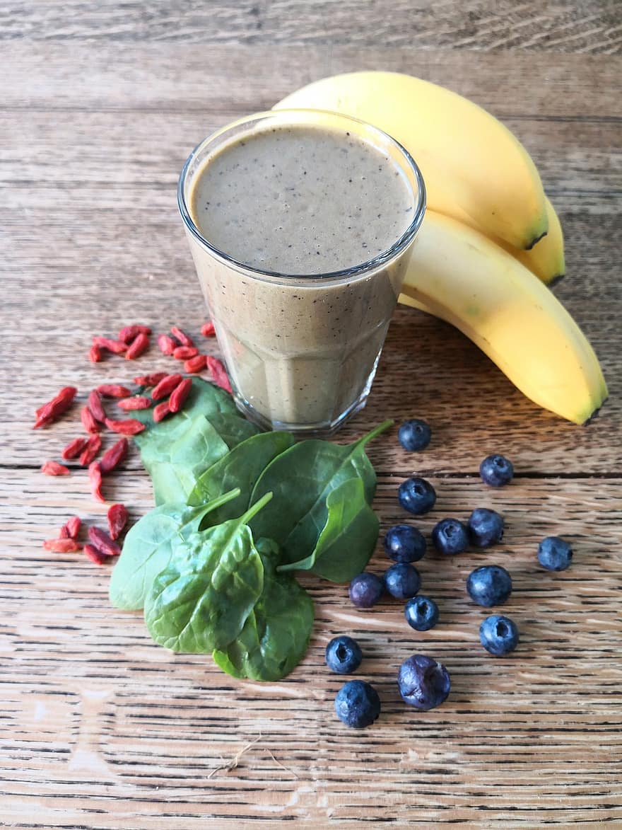 Smoothies, Berries, Healthy, Detox, Glass, Drink, Blueberry, Goji, Banana, Nutrition