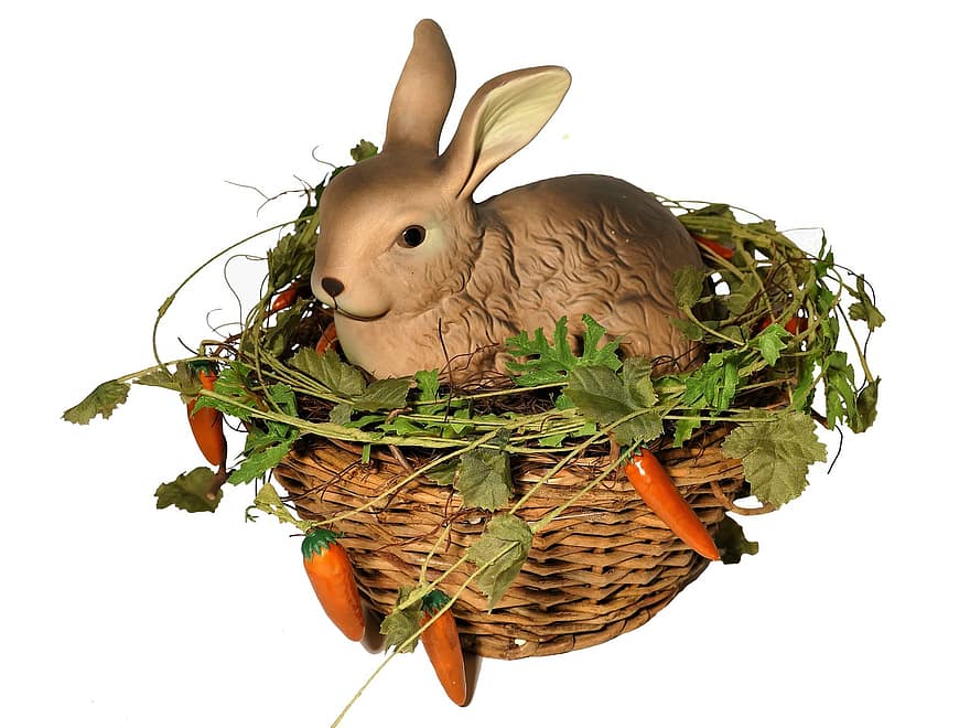 velikonoční zajíček, Zajíček V Košíku, velikonoční, osterkorb, veselé Velikonoce, králičí klec, velikonoční dekorace