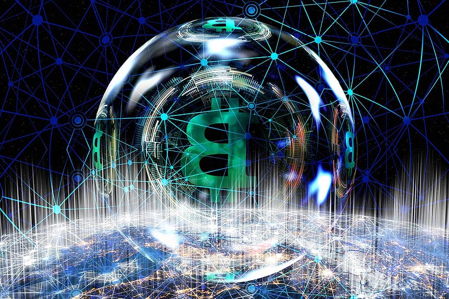 bitcoin, cryptocurrency, mata uang, uang, naik, jejak, sirkuit, keping, koneksi, data, baris