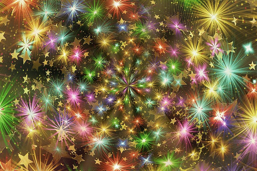 Noël, étoiles, Contexte, lumières, lueur, avènement, brillant, décoration, décoration de Noël, d'or