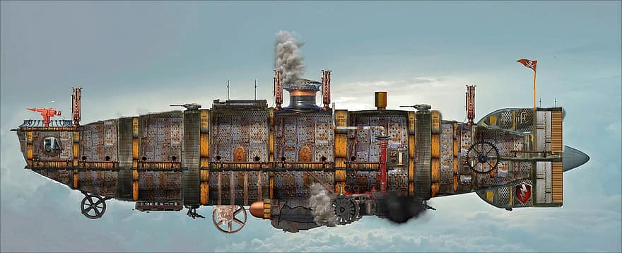 steampunk, luftskib, zeppelin, fantasi