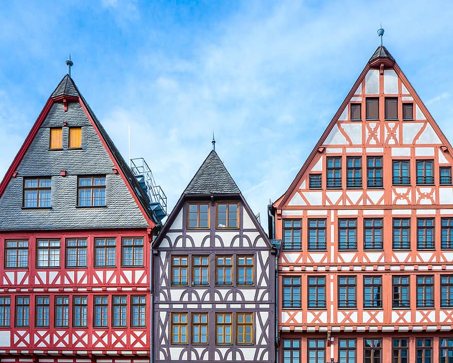 frankfurt, frankfurt am german principal, principal, case, oraș, grindă cu zăbrele, fachwerkhaus, cherestea construită în cadru, Germania, hesse, clădire